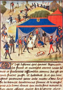 Renaud de Montauban y Carlomagno (742-814), del ciclo de Renaud de Montauban de Loyset Liedet